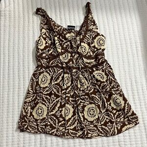 Brown Floral Tank Top